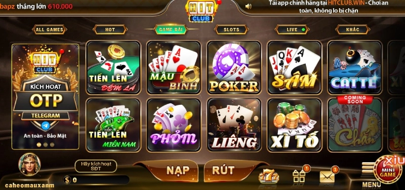 Đôi nét về sảnh game bài HitClub